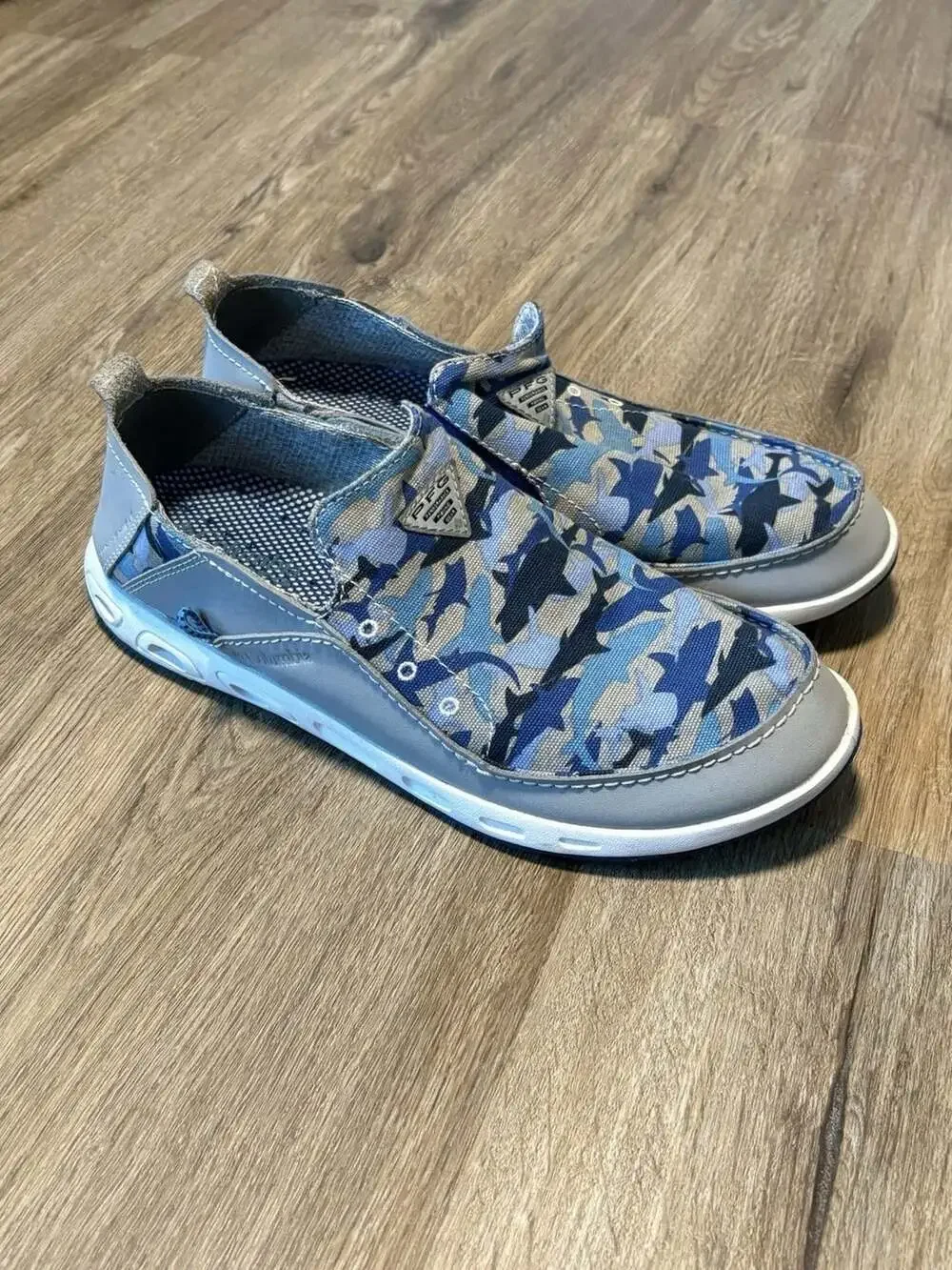 Columbia Men's PFG Bahama Vent Slip-On Fishing Boat Shoe Size 9.5 Shark Camo